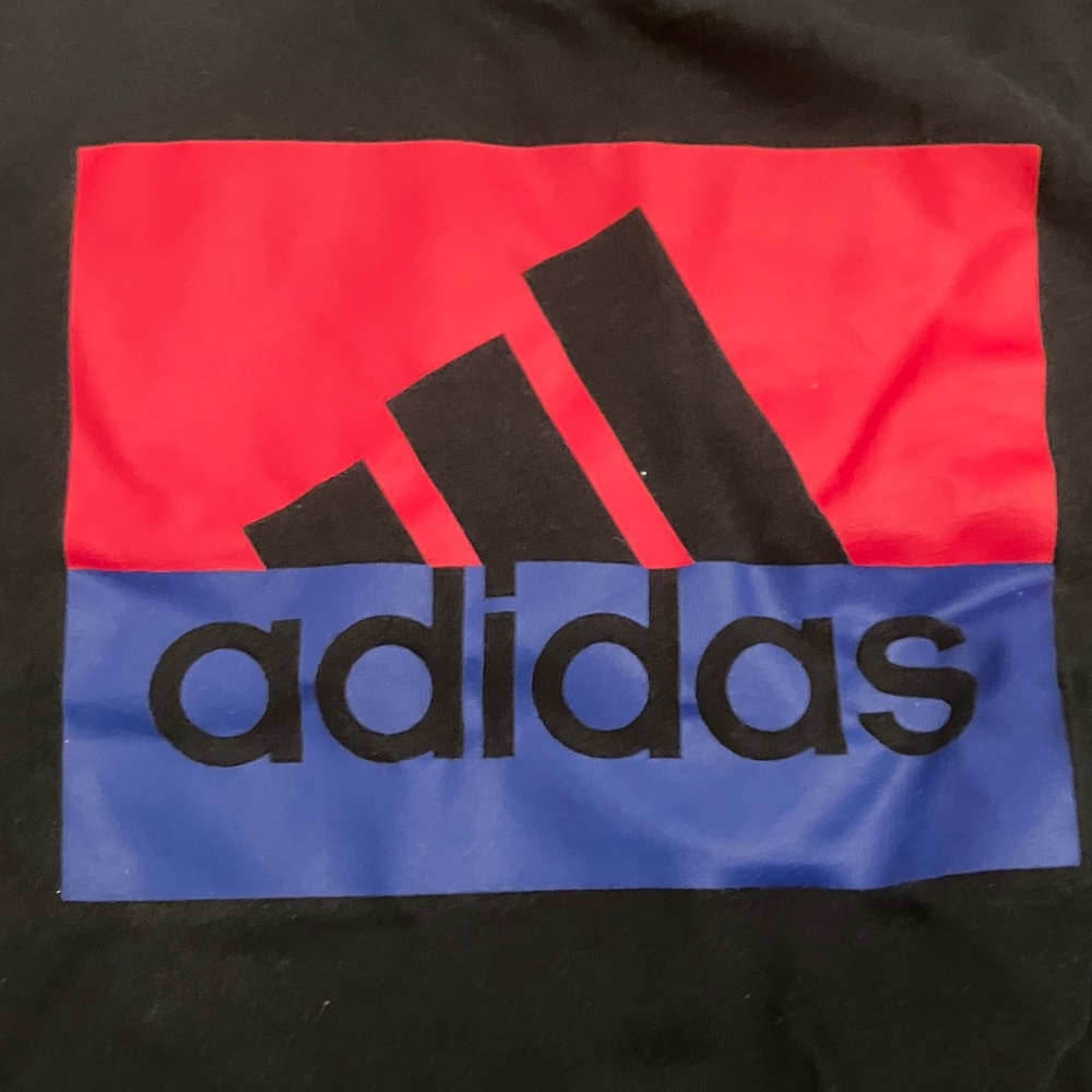 adidas Black Tee with Red and Blue Logo Block. Size 4 - Picture 3 of 5